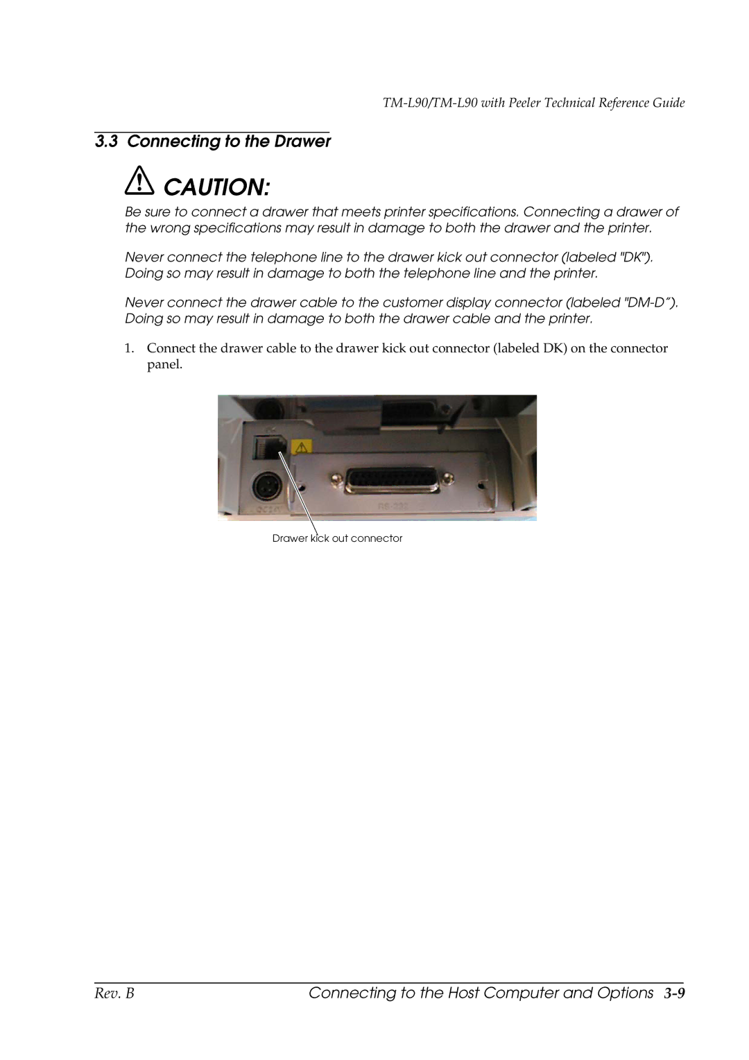 Epson L90 manual Connecting to the Drawer 