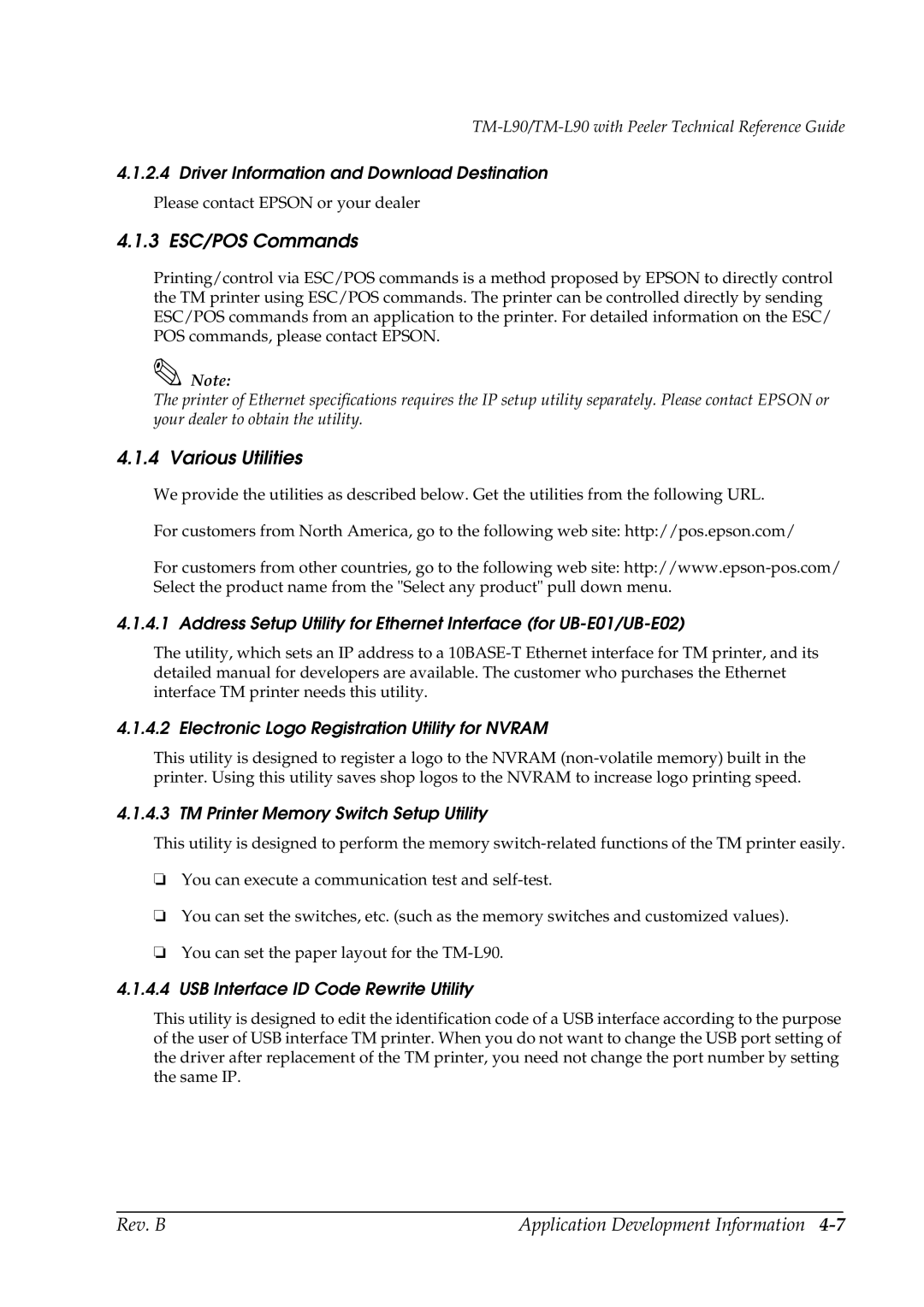 Epson L90 manual 3 ESC/POS Commands, Various Utilities, Electronic Logo Registration Utility for Nvram 