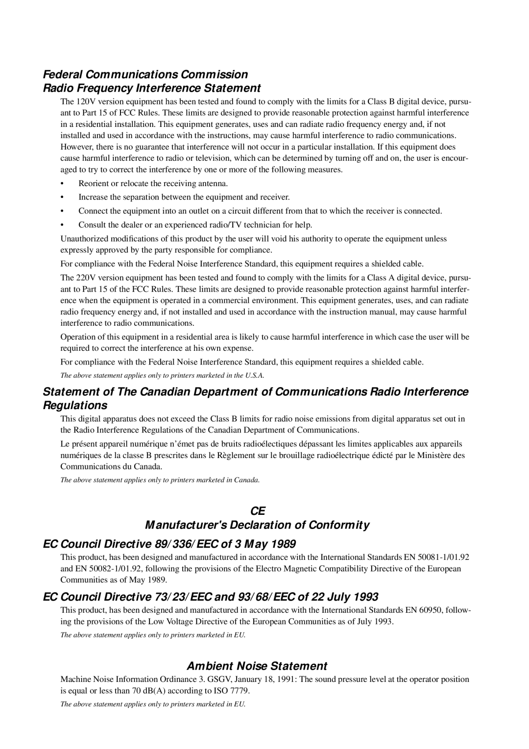 Epson LC-7211 user manual EC Council Directive 73/23/EEC and 93/68/EEC of 22 July 