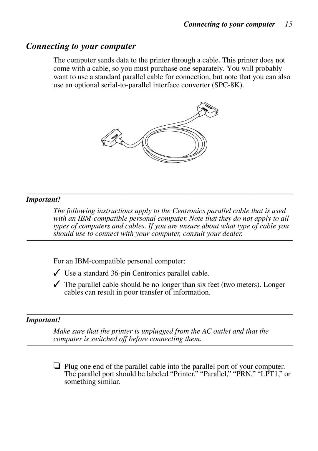 Epson LC-7211 user manual Connecting to your computer 