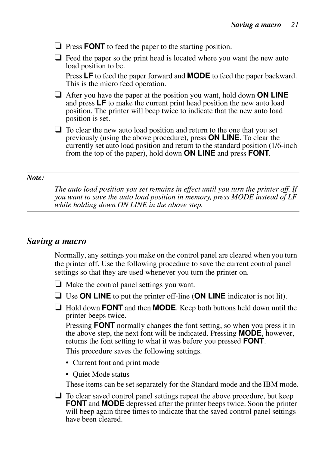 Epson LC-7211 user manual Saving a macro 