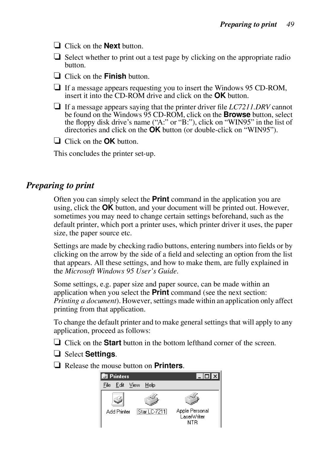 Epson LC-7211 user manual Preparing to print 