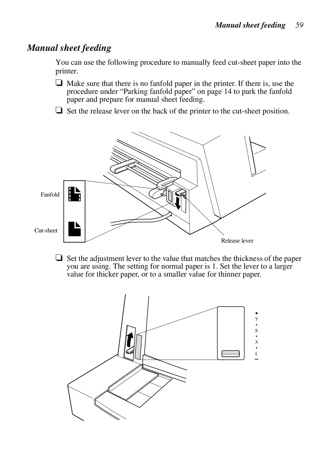 Epson LC-7211 user manual Manual sheet feeding 