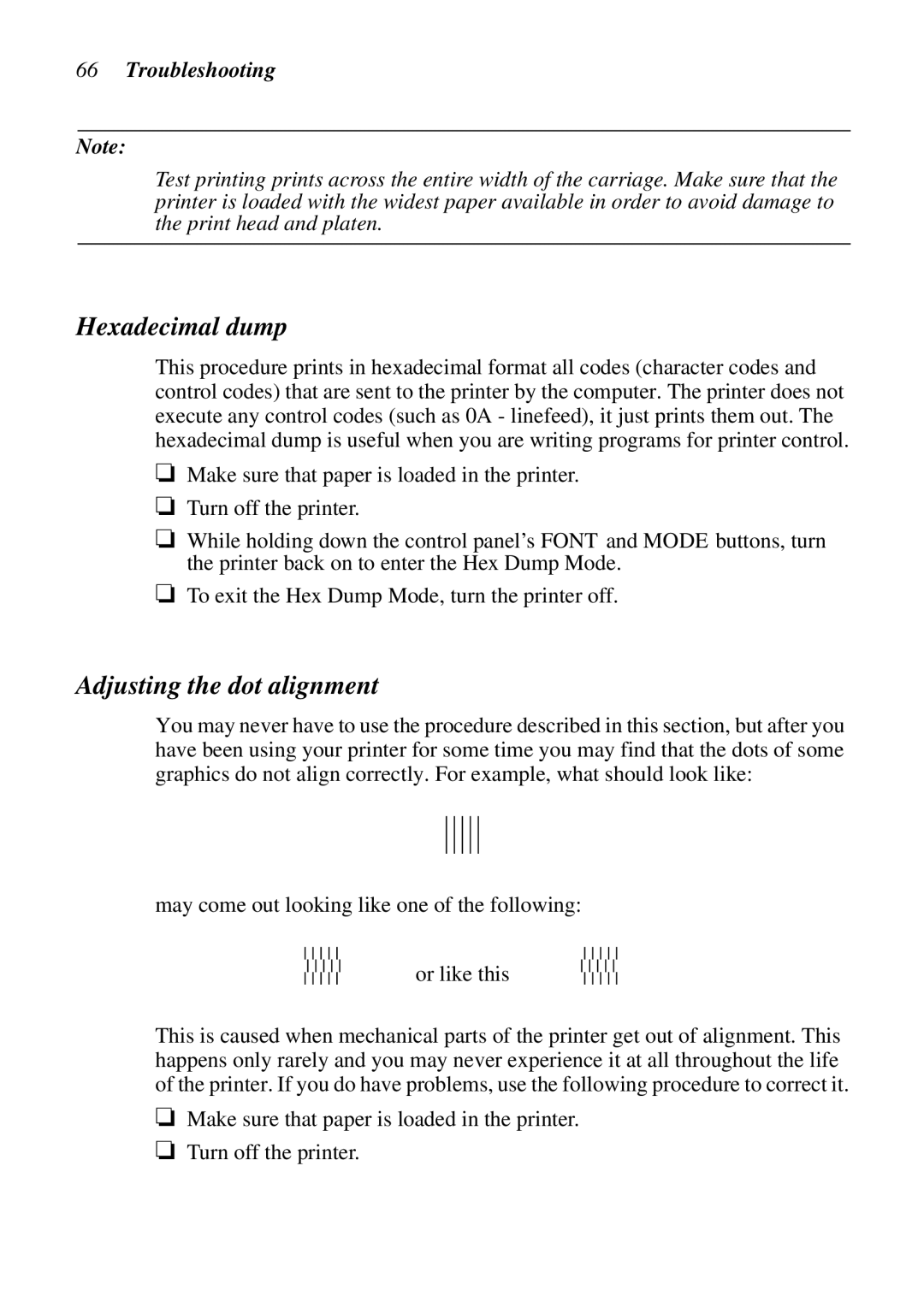 Epson LC-7211 user manual Hexadecimal dump, Troubleshooting 