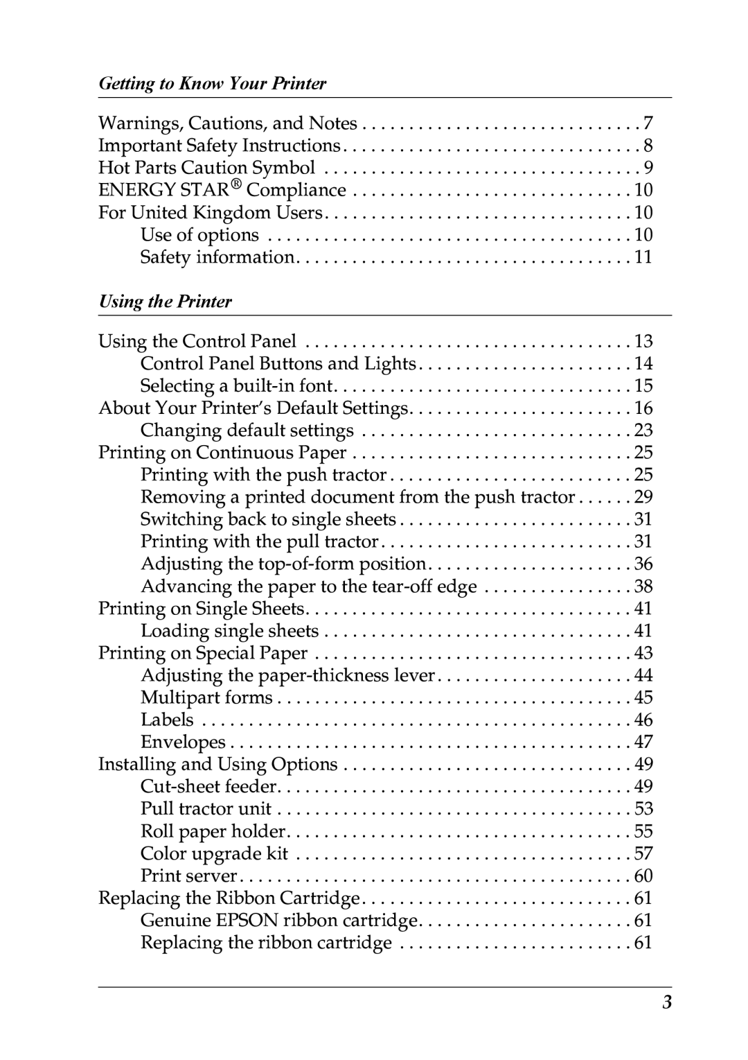 Epson LQ-300+ manual Getting to Know Your Printer 