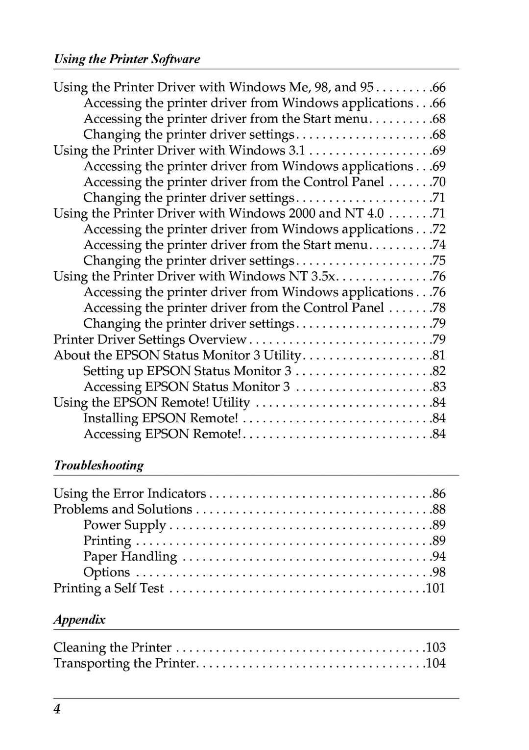 Epson LQ-300+ manual Using the Printer Software 