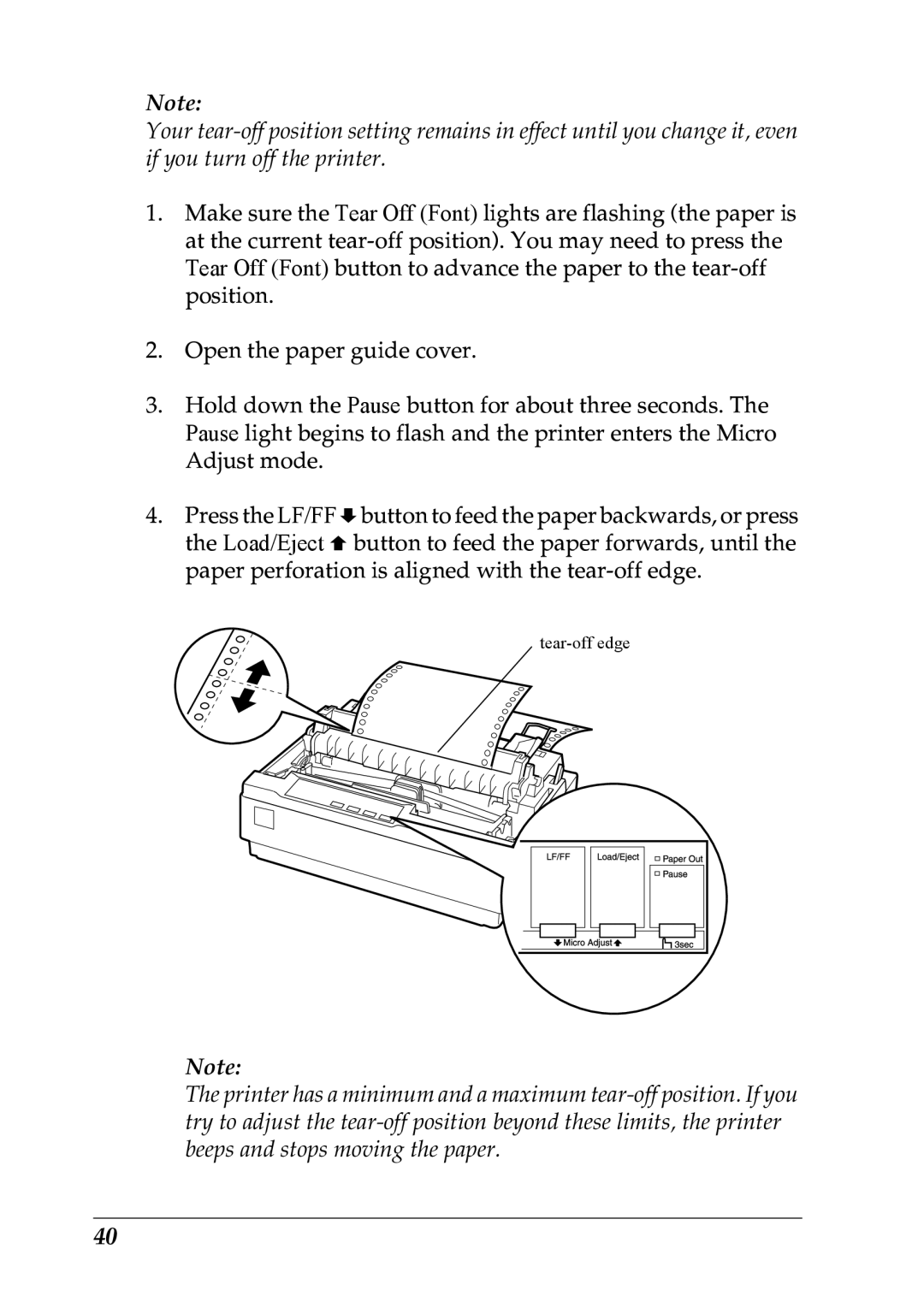 Epson LQ-300+ manual Tear-off edge 