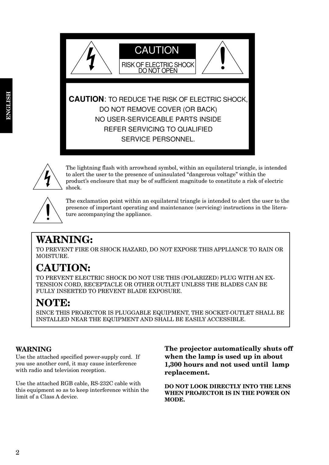 Epson LVP-X200A user manual English 