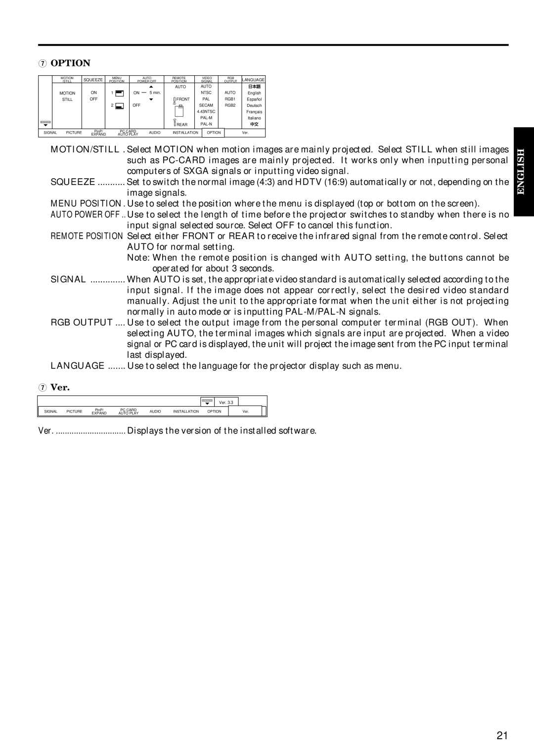 Epson LVP-X200A user manual Option, Ver 