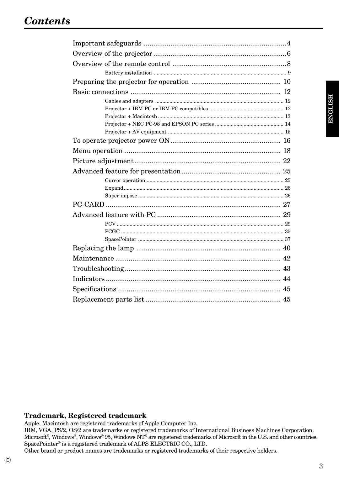 Epson LVP-X200A user manual Contents 