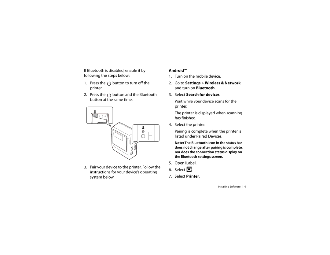 Epson LW-600P quick start Android 