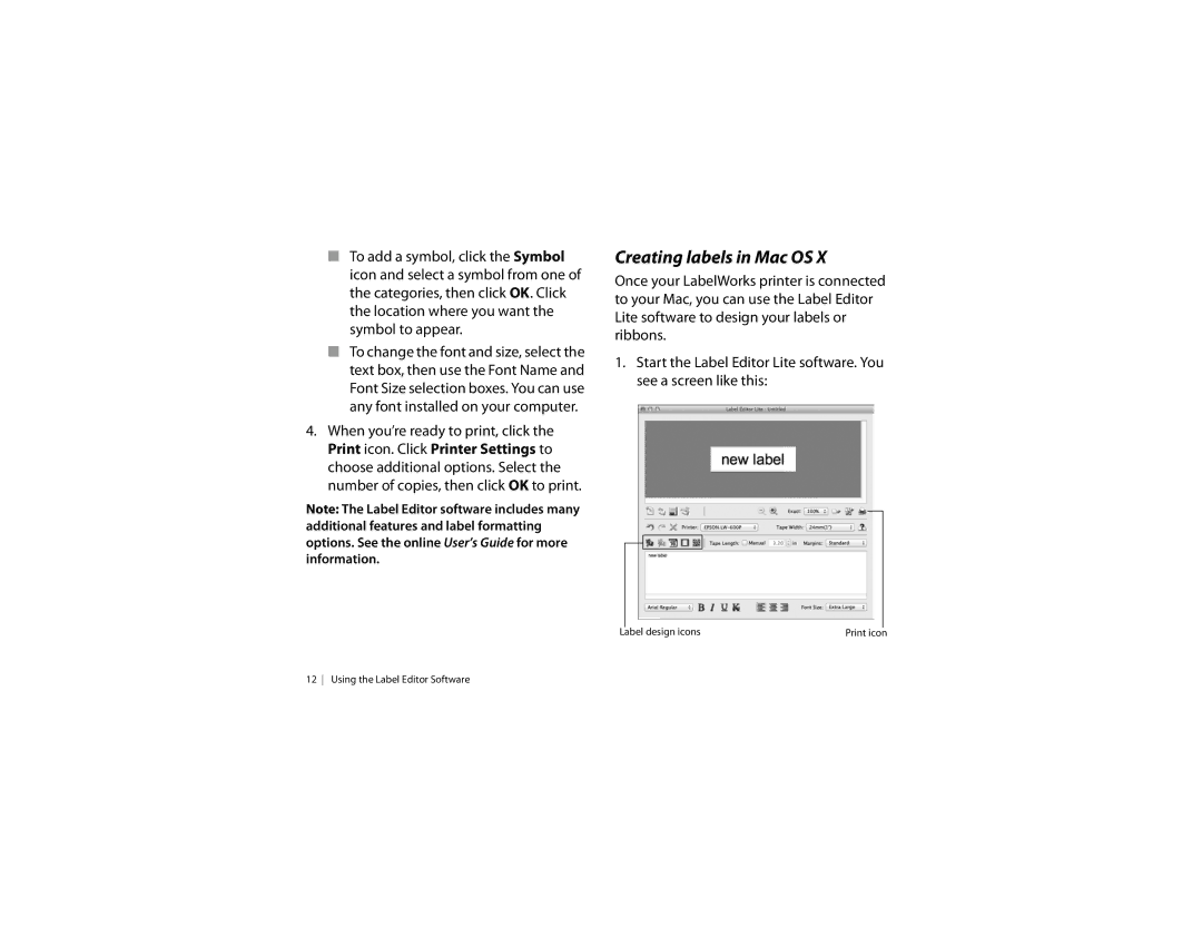 Epson LW-600P quick start Creating labels in Mac OS 