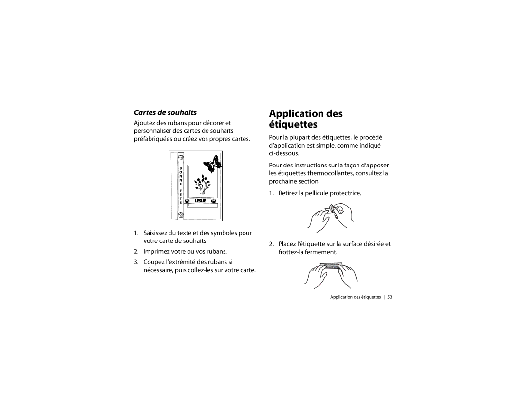 Epson LW-600P quick start Application des étiquettes, Cartes de souhaits 