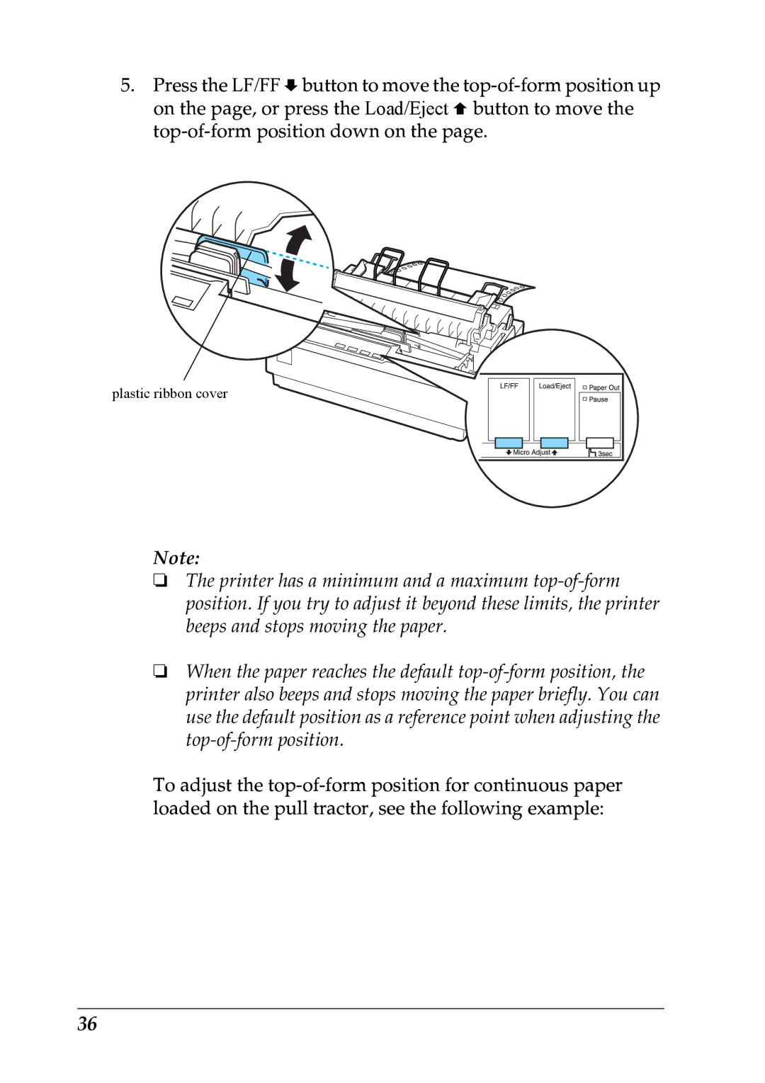 Epson LX-1170 manual Plastic ribbon cover 