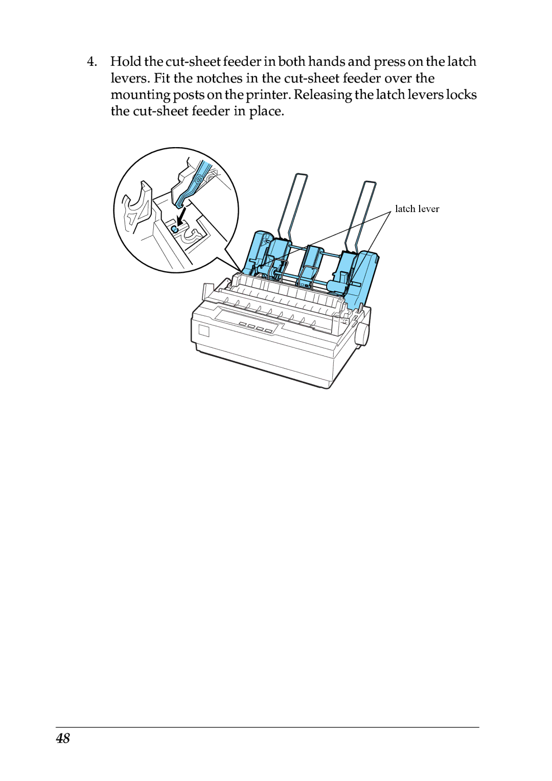 Epson LX-1170 manual Latch lever 