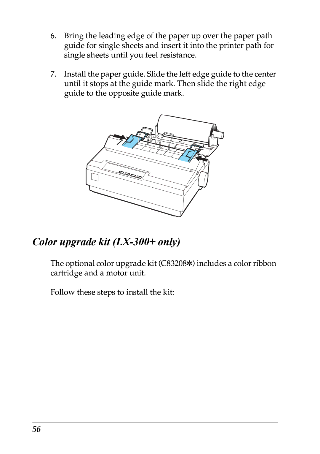 Epson LX-1170 manual Color upgrade kit LX-300+ only 