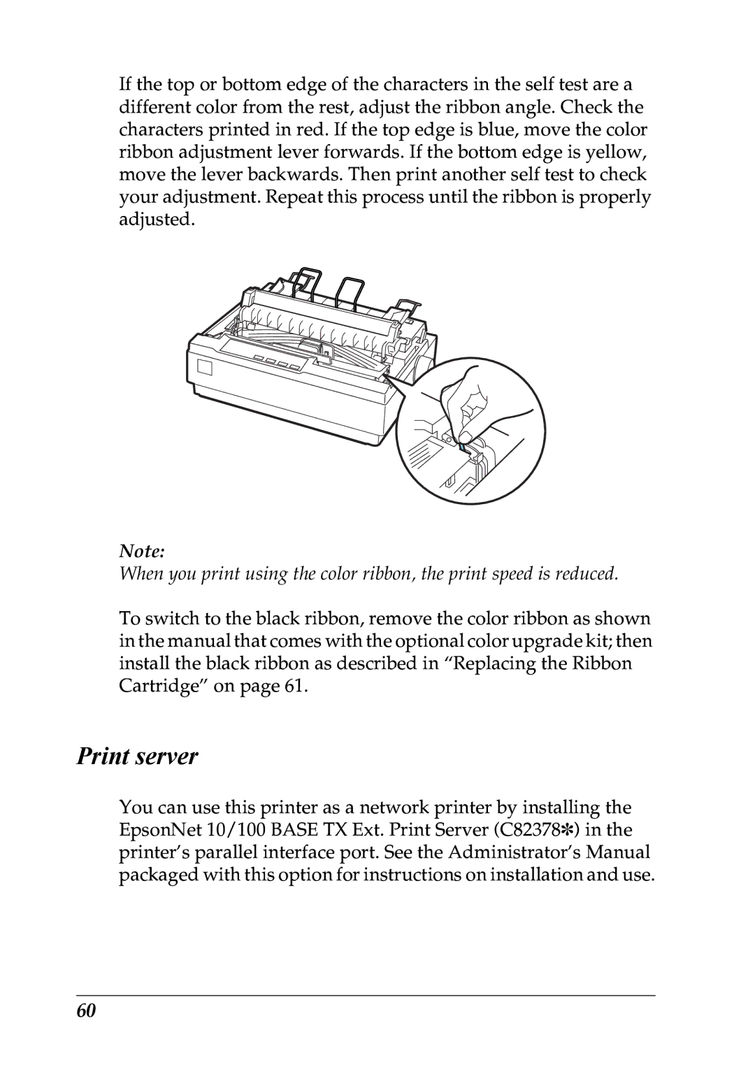 Epson LX-1170 manual Print server 