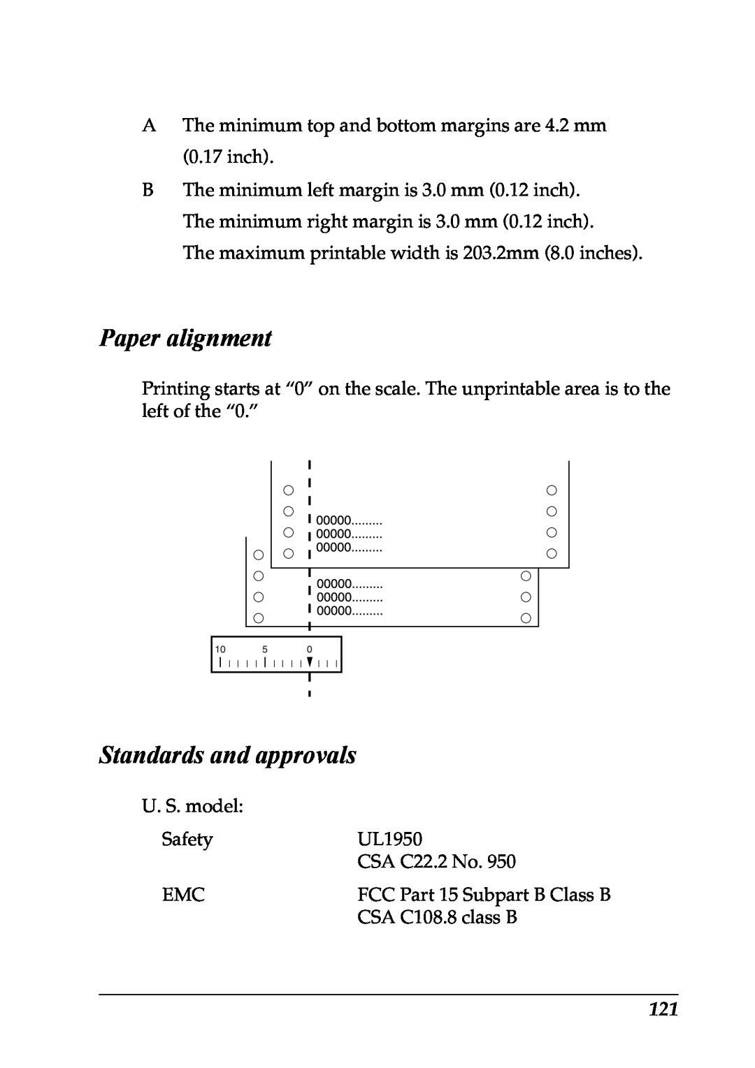 Epson LX-1170 manual Paper alignment, Standards and approvals 