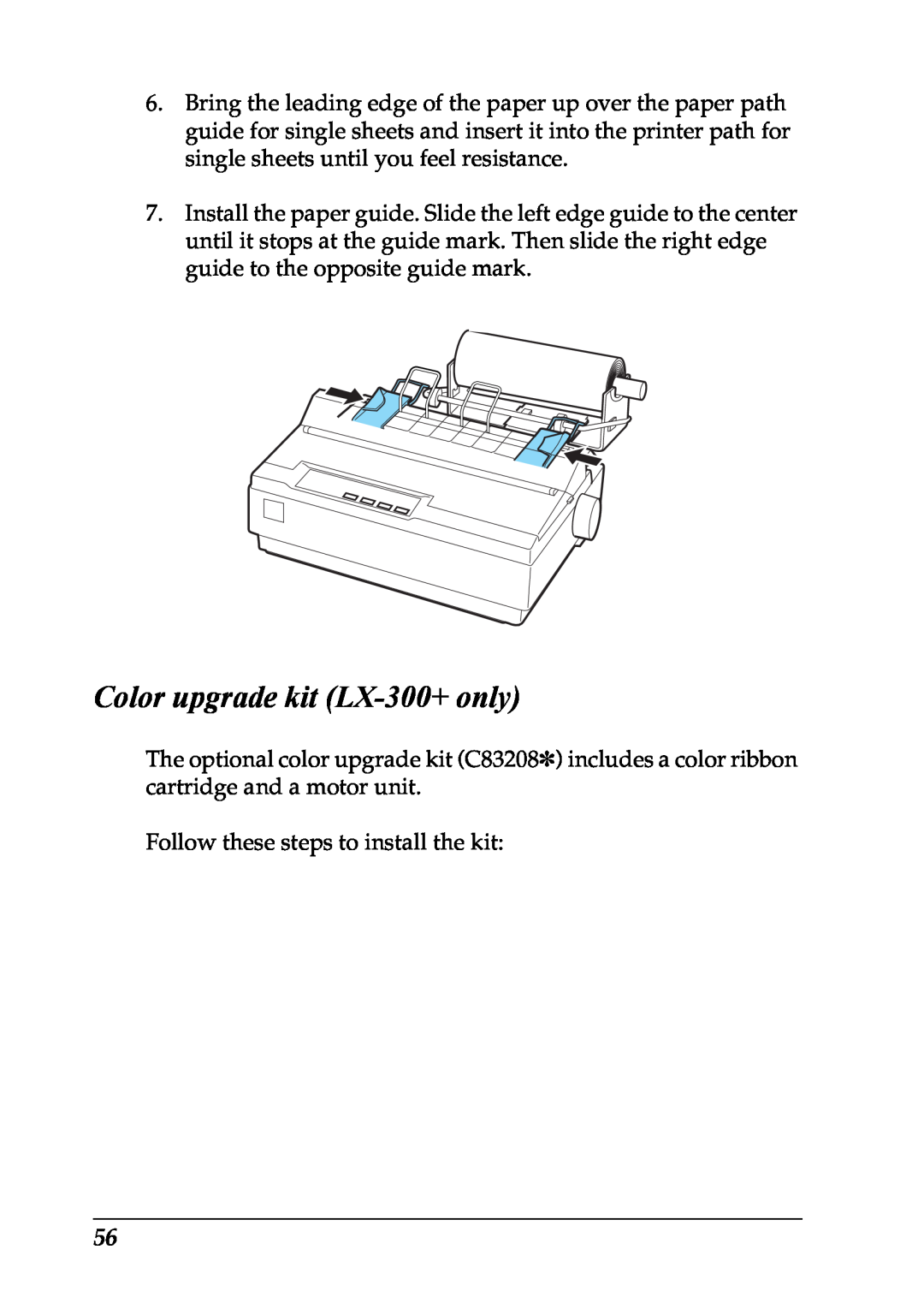 Epson LX-1170 manual Color upgrade kit LX-300+ only 