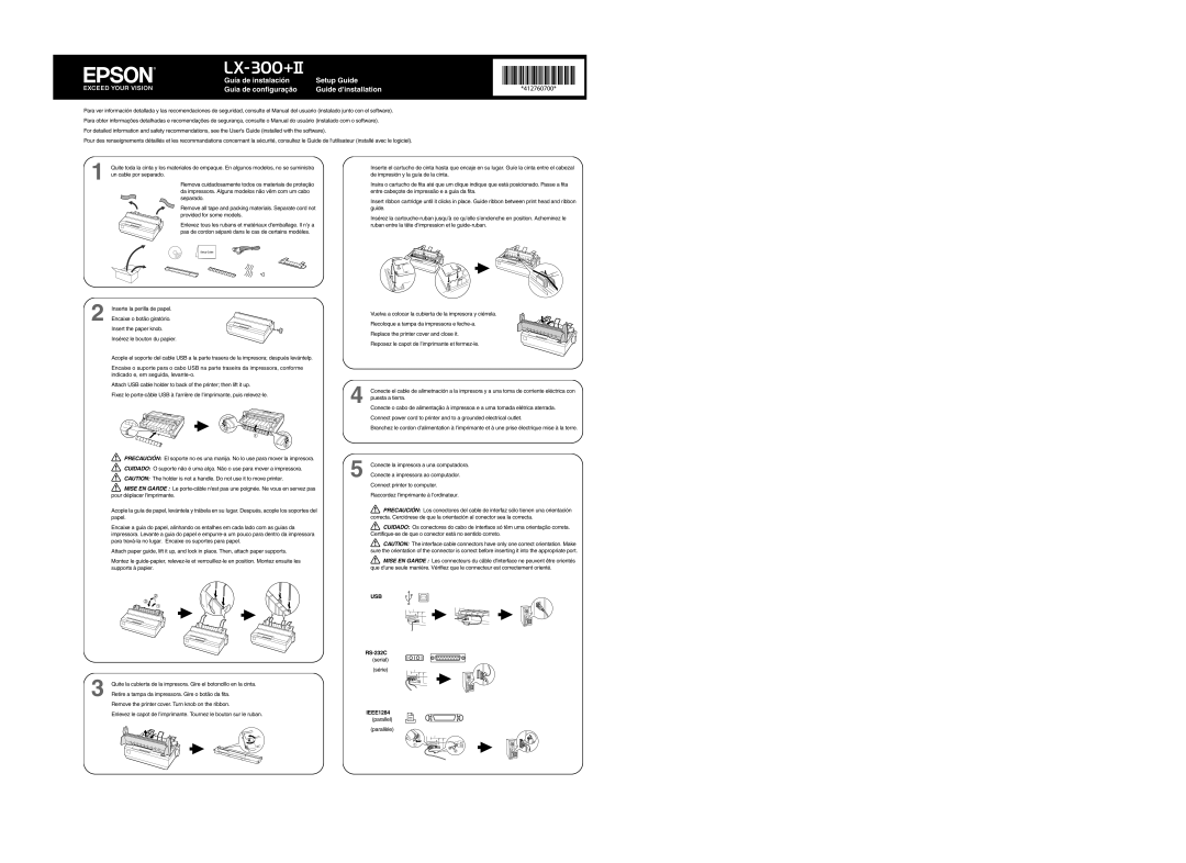 Epson lx-300II setup guide RS-232C, IEEE1284 