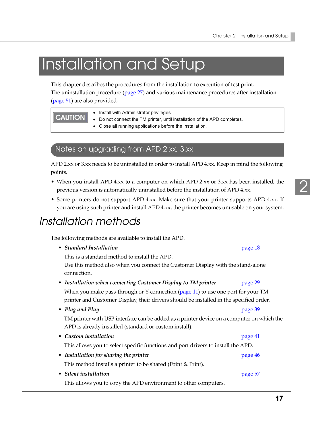 Epson M00002104 install manual Installation and Setup, Installation methods 