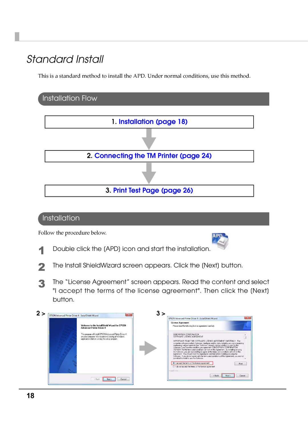 Epson M00002104 install manual Standard Install, Installation Flow 