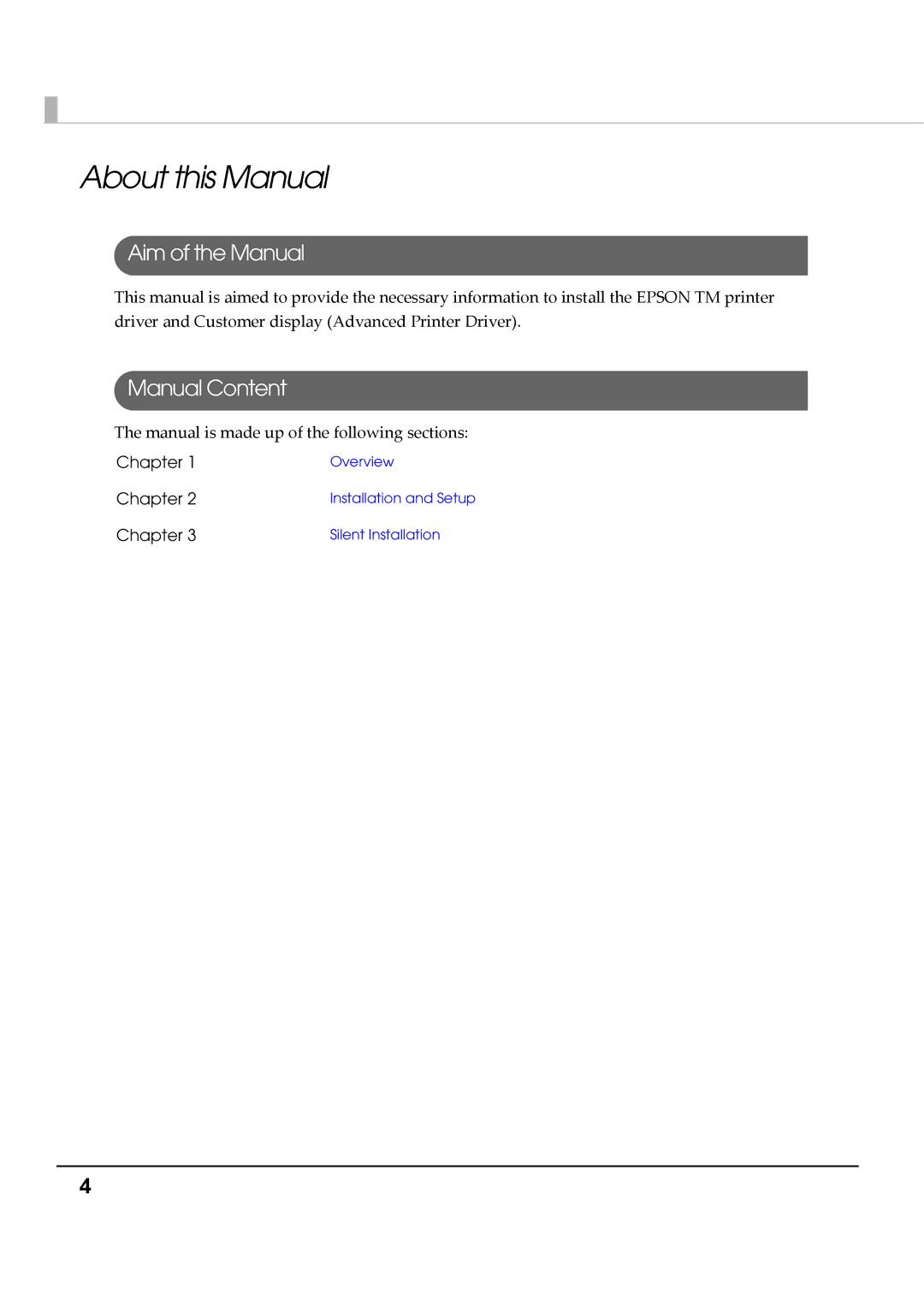 Epson M00002104 install manual About this Manual, Aim of the Manual, Manual Content 