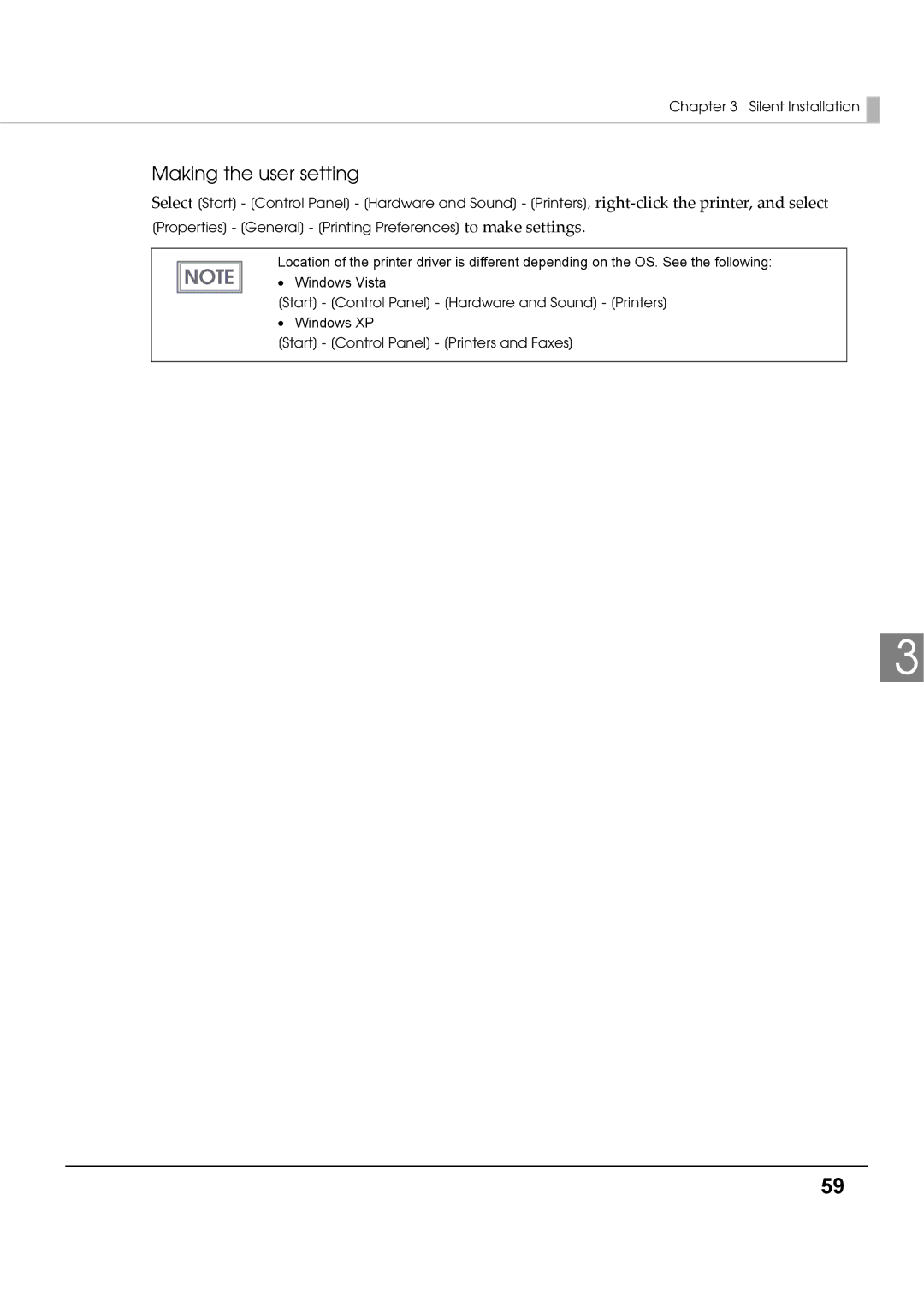 Epson M00002104 install manual Making the user setting 