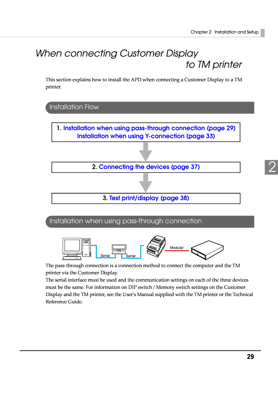 Epson M00002104 When connecting Customer Display to TM printer, Installation when using pass-through connection 