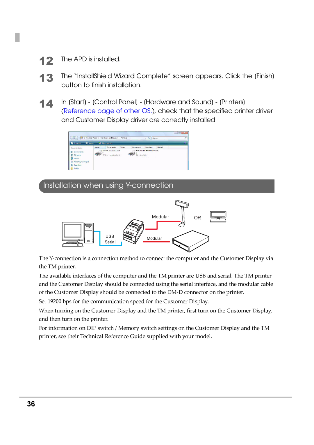 Epson M00002112 install manual Installation when using Y-connection 