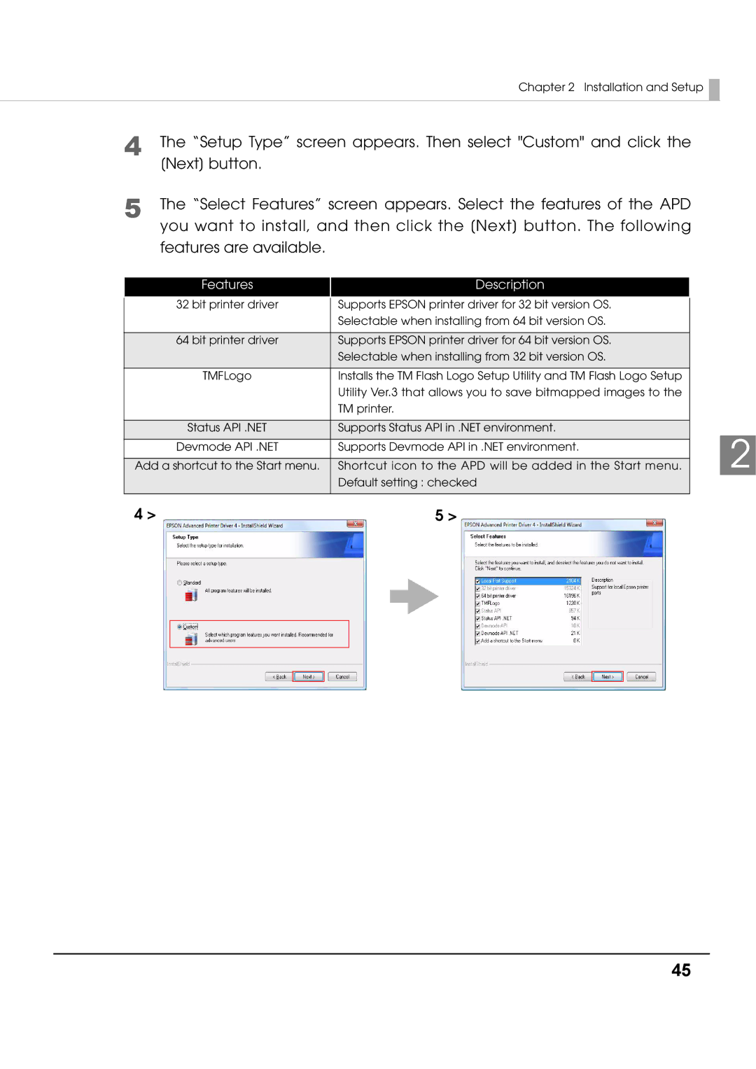 Epson M00002112 install manual Features Description 