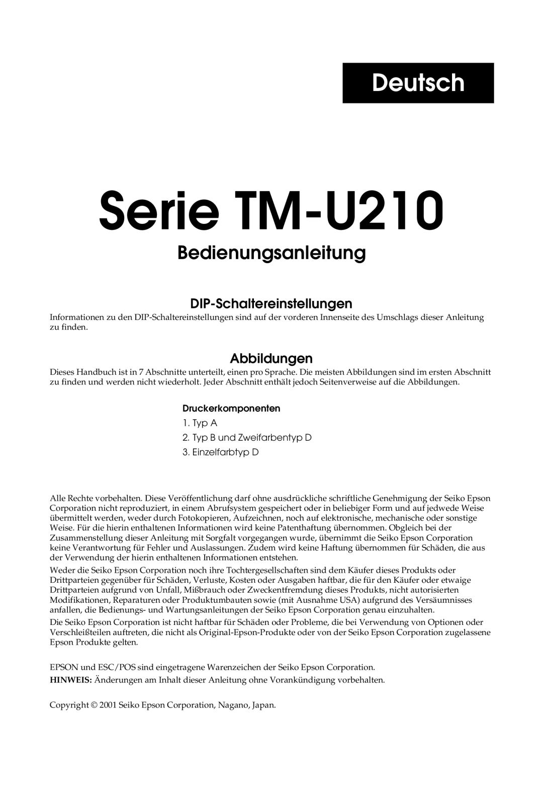 Epson TM-U210B, M119B, M119D, M119A, TM-U210 Series user manual Serie TM-U210 