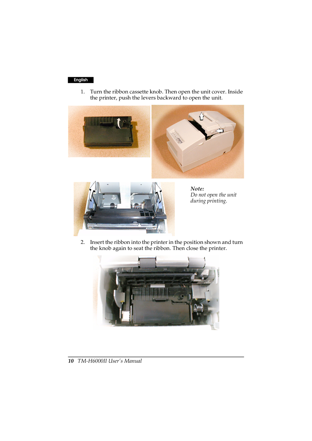 Epson M147C, M147B manual Do not open the unit during printing 