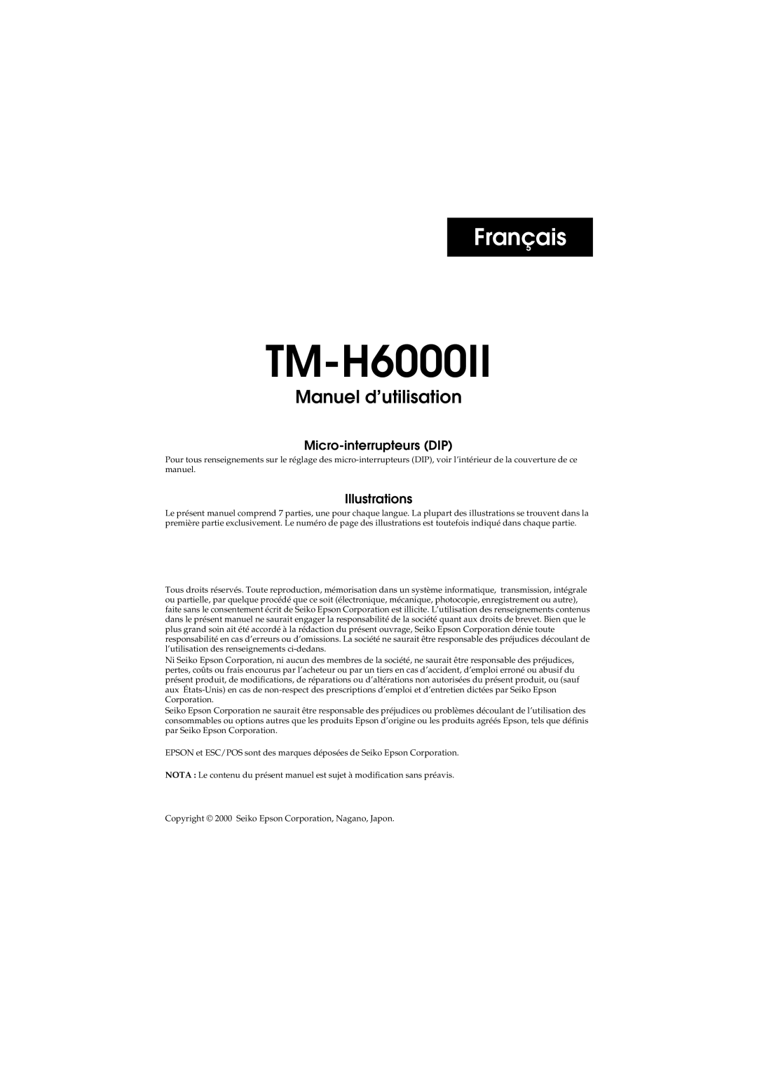 Epson M147B, M147C manual Français 