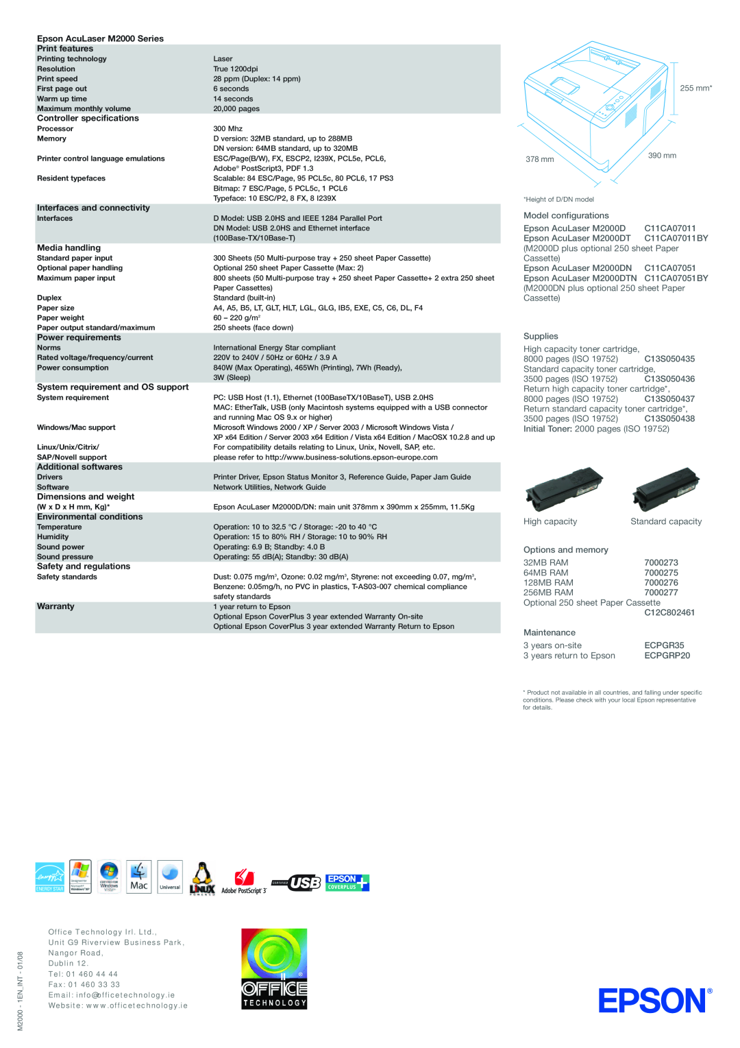 Epson manual Epson AcuLaser M2000 Series Print features 