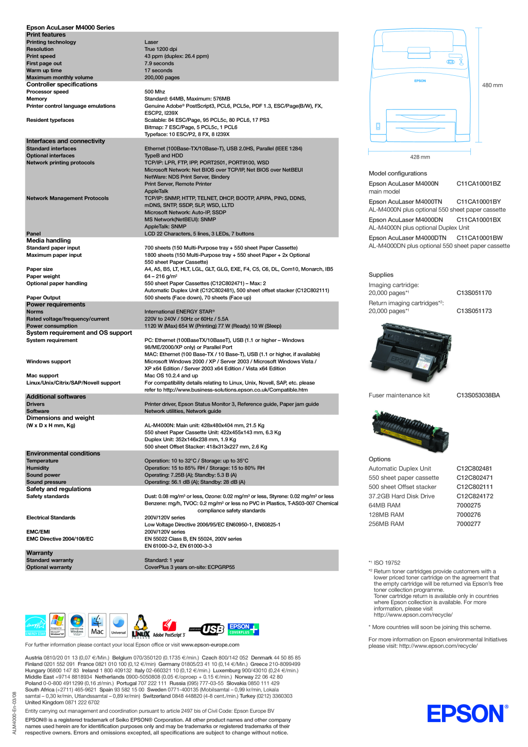 Epson manual Epson AcuLaser M4000 Series Print features 