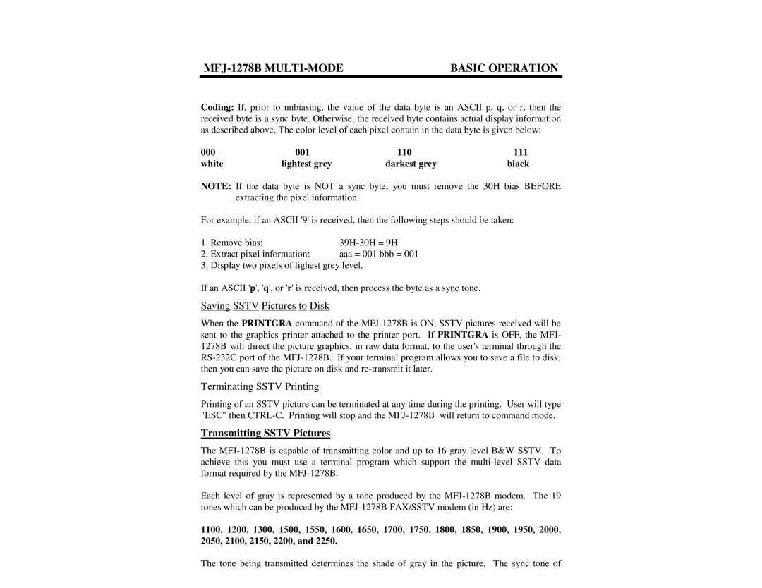 Epson MFJ-1278B manual Saving Sstv Pictures to Disk, Terminating Sstv Printing, Transmitting Sstv Pictures 