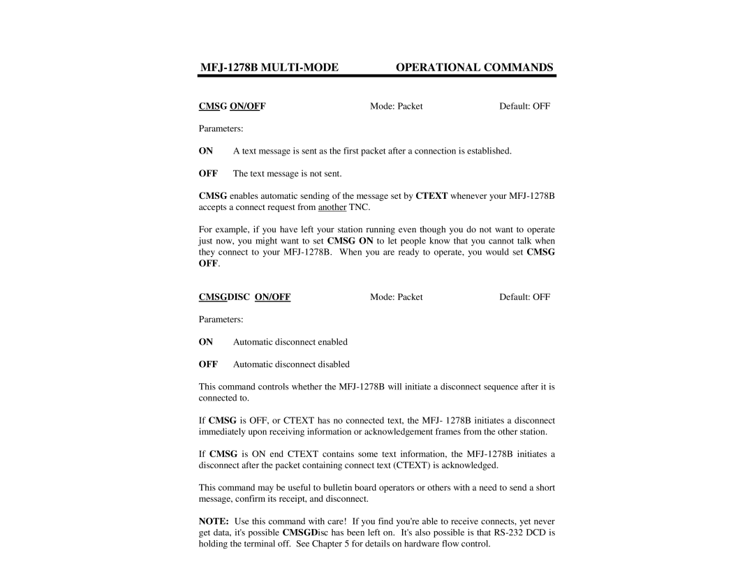 Epson MFJ-1278B manual Cmsg ON/OFF, Cmsgdisc ON/OFF 