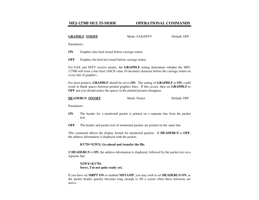 Epson MFJ-1278B manual Graphlf Onoff, Headerln ON/OFF, KV7DN2WX Go ahead and transfer the file, N2WXKV7D 