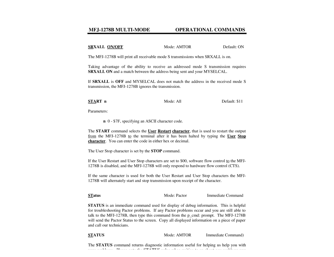 Epson MFJ-1278B manual Srxall ON/OFF, Start n, STatus, Status 