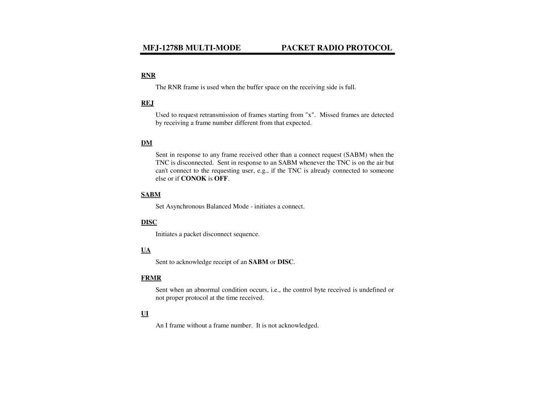 Epson MFJ-1278B manual Rnr, Rej, Sabm, Disc, Frmr 