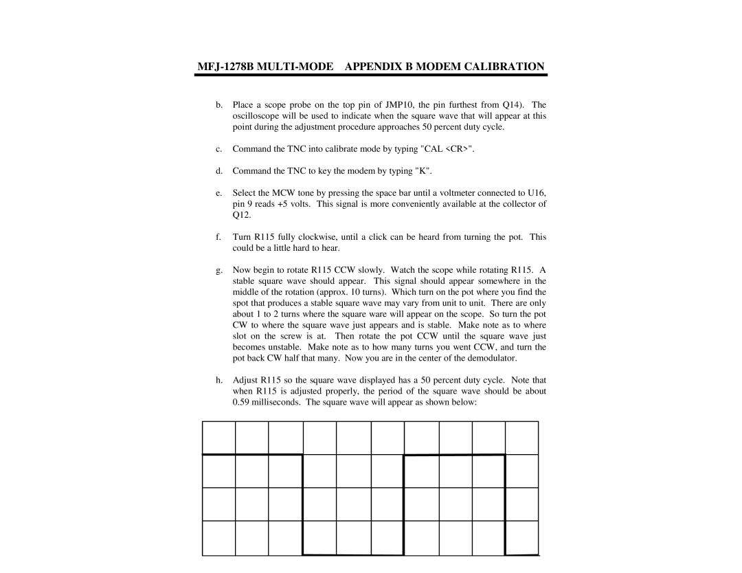 Epson manual MFJ-1278B MULTI-MODE Appendix B Modem Calibration 