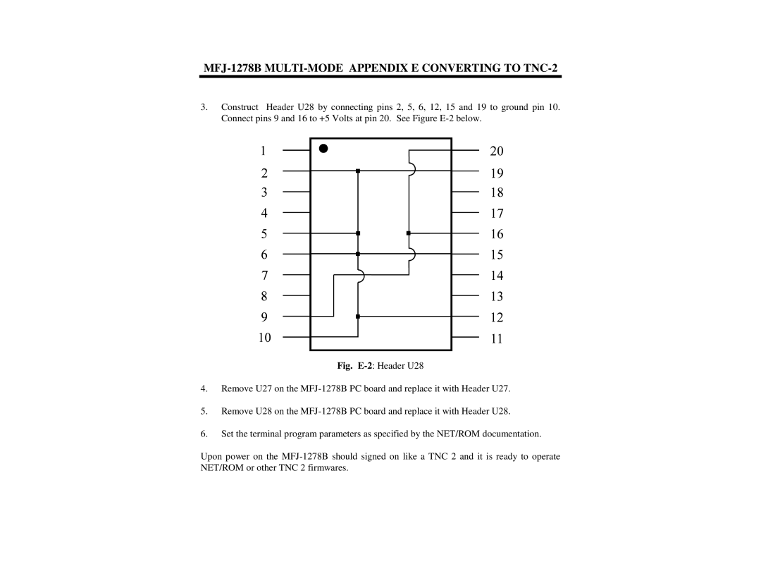 Epson manual MFJ-1278B MULTI-MODE Appendix E Converting to TNC-2 