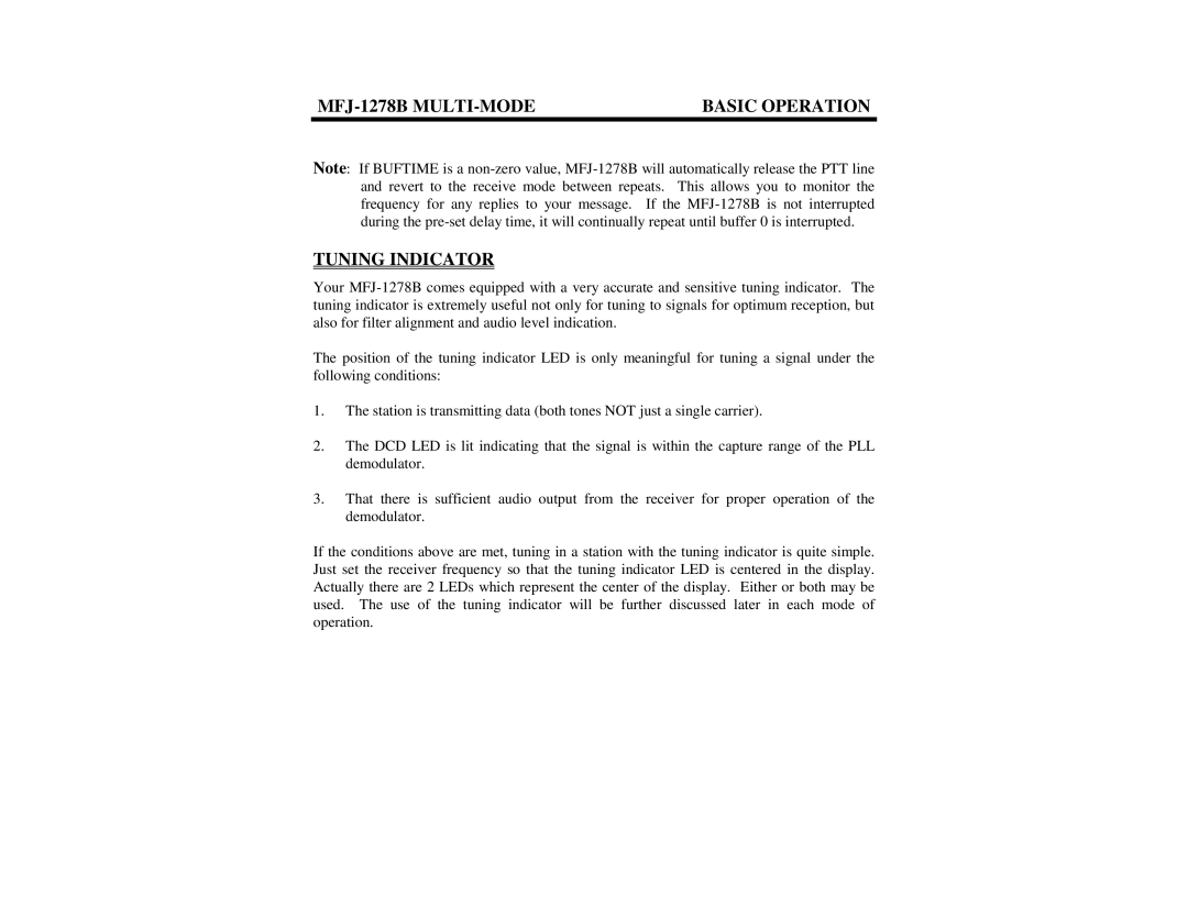 Epson manual MFJ-1278B MULTI-MODE Basic Operation Tuning Indicator 