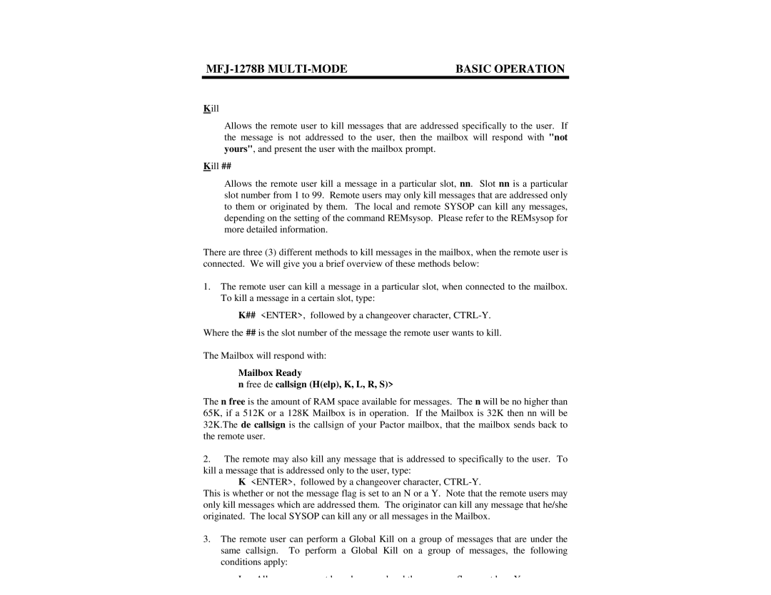 Epson manual MFJ-1278B MULTI-MODE Basic Operation 