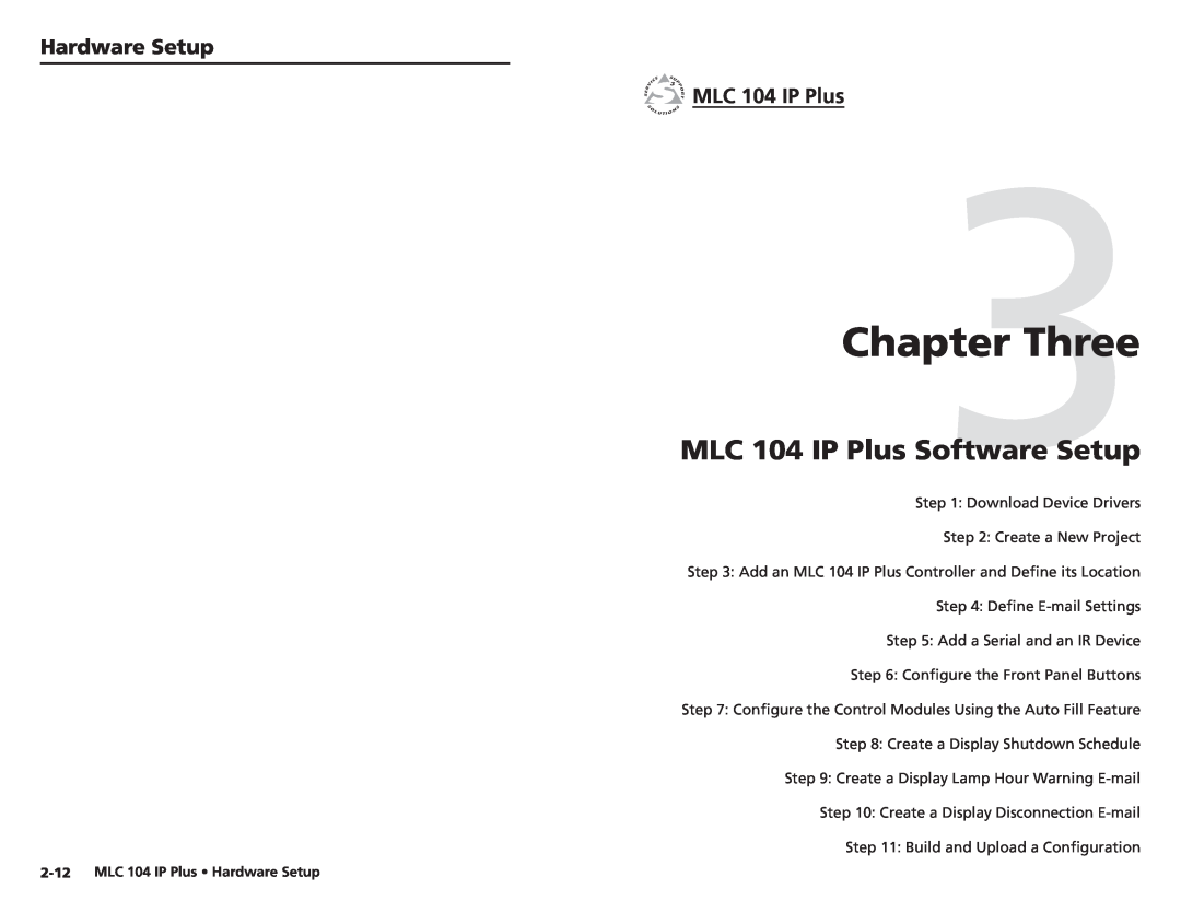 Epson setup guide Three, MLC 104 IP Plus Software Setup, Hardware Setup MLC 104 IP Plus 