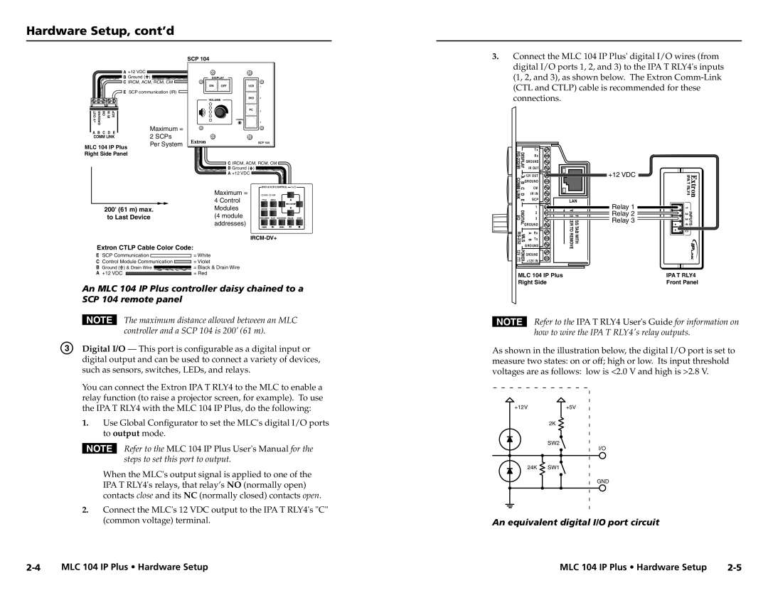 Epson MLC 104 IP Plus setup guide Hardware Setup, cont’d, An equivalent digital I/O port circuit 