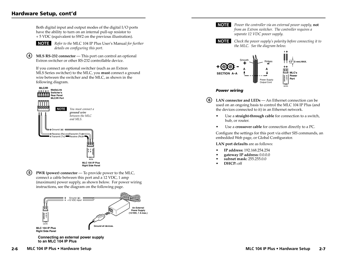 Epson MLC 104 IP Plus setup guide Power wiring 