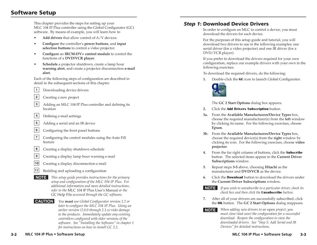 Epson MLC 104 IP Plus setup guide Software Setup, Download Device Drivers 