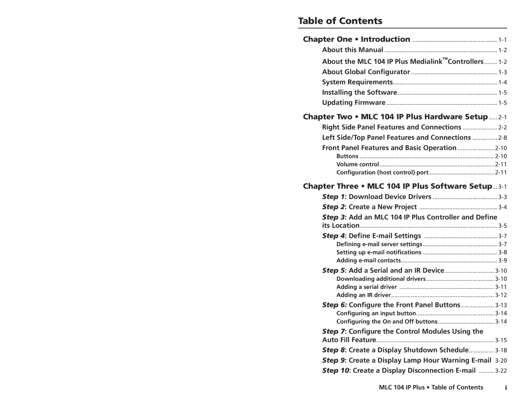 Epson MLC 104 IP Plus setup guide Table of Contents 